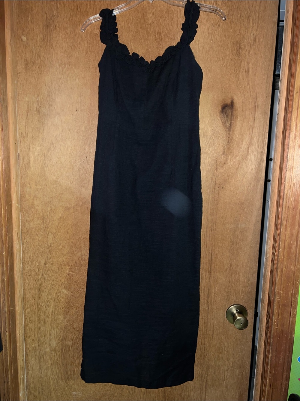 Petal & Pup Black Ruffle-Strap Maxi Dress